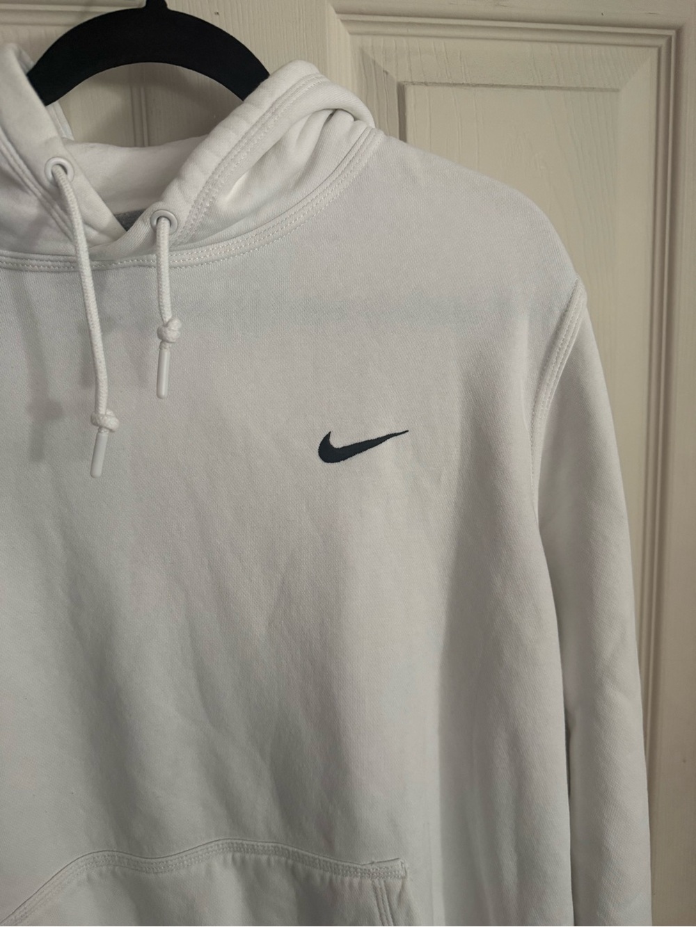 Nike White Pullover Hoodie with Black Swoosh